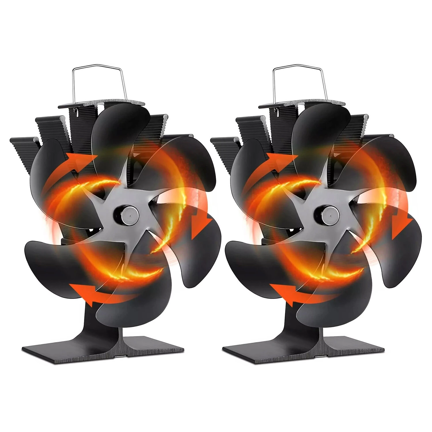 (image for) IPRee 6 Blades Heat Powered Stove Fan Black Fireplace Fan Log Wood Burner Eco-fan Quiet Home Fireplace Fan Efficient Heat Distribution