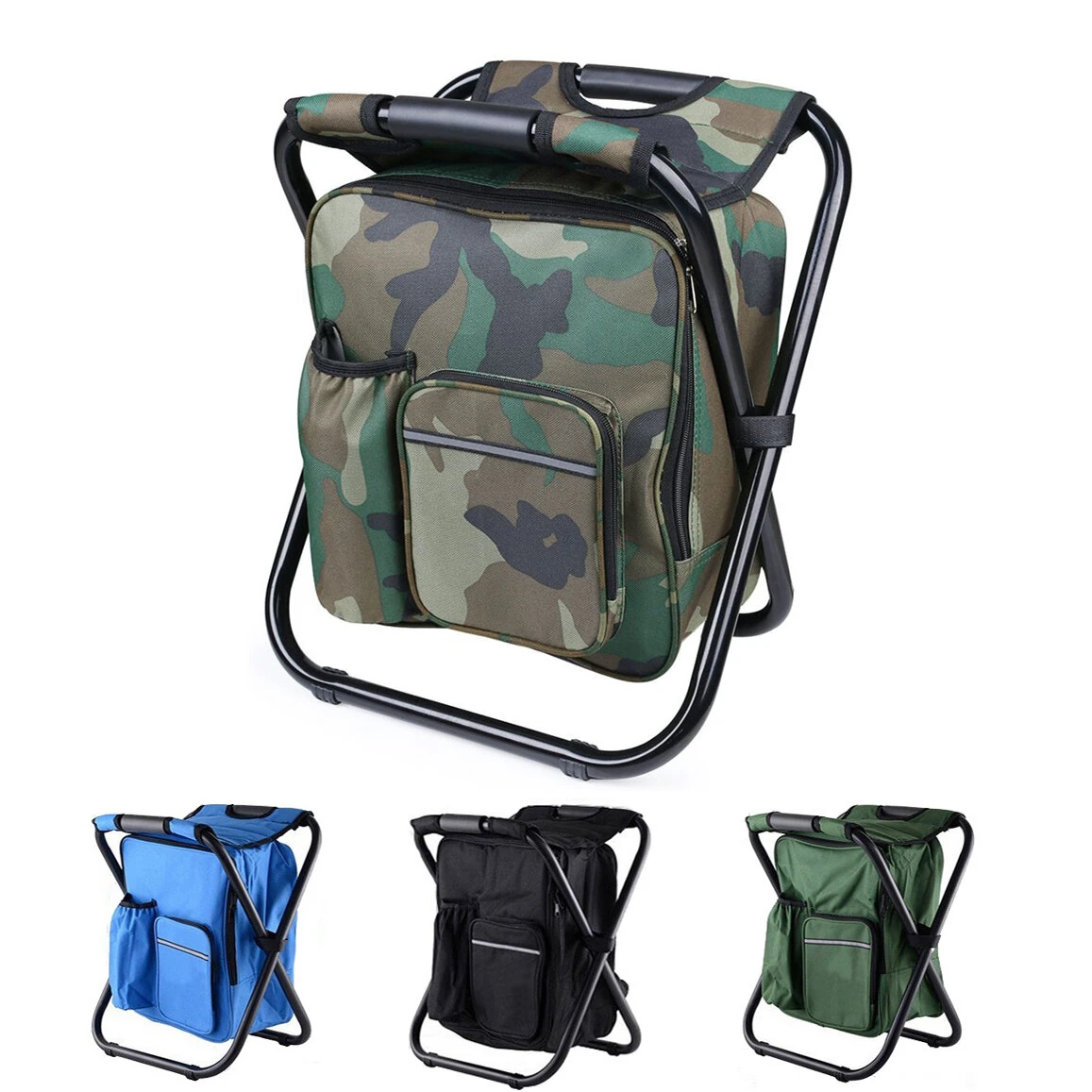 (image for) IPRee Outdoor Folding Camping Fishing Chair Stool Portable Backpack Cooler Insulated Picnic Bag Hiking Seat Table Bag Camping Fishing Gear