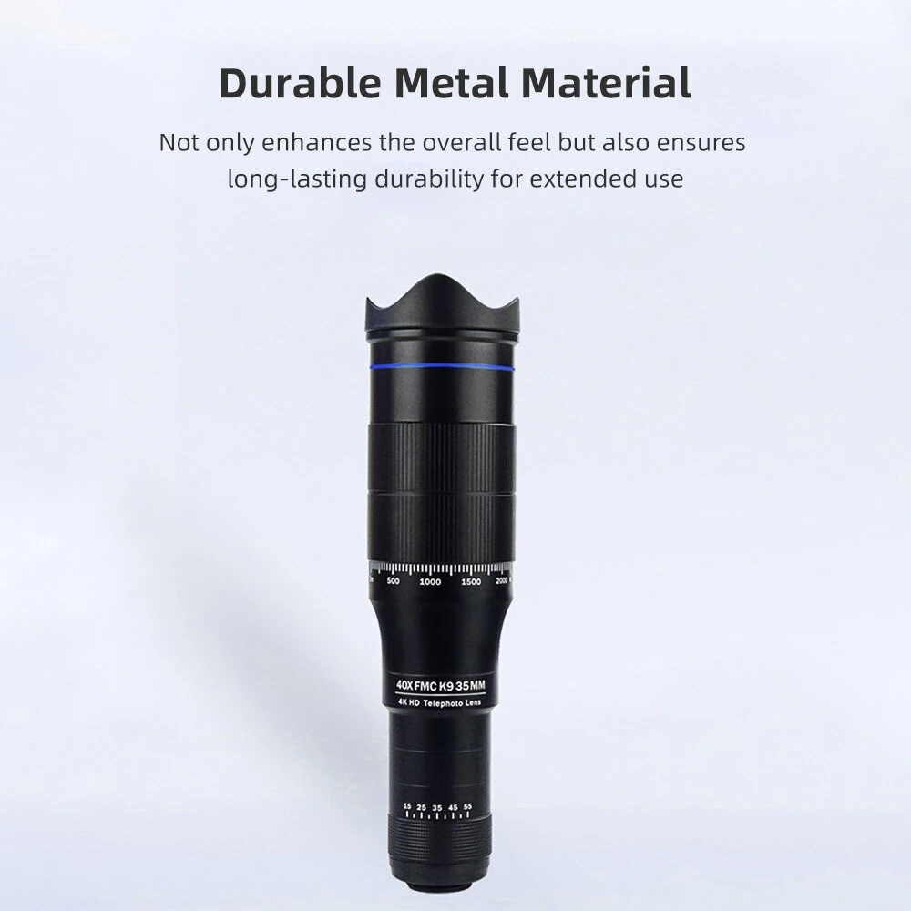 (image for) Zoom Phone Camera HD Lens 40X Long Focus Telephoto Monocular Telescope Optical Glass ED FMC BAK4 with Tripod BT Shutter